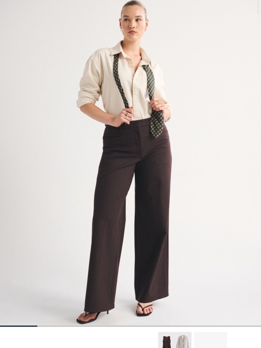 Abercrombie & Fitch Women's Wide-Leg Trousers in Dark Brown